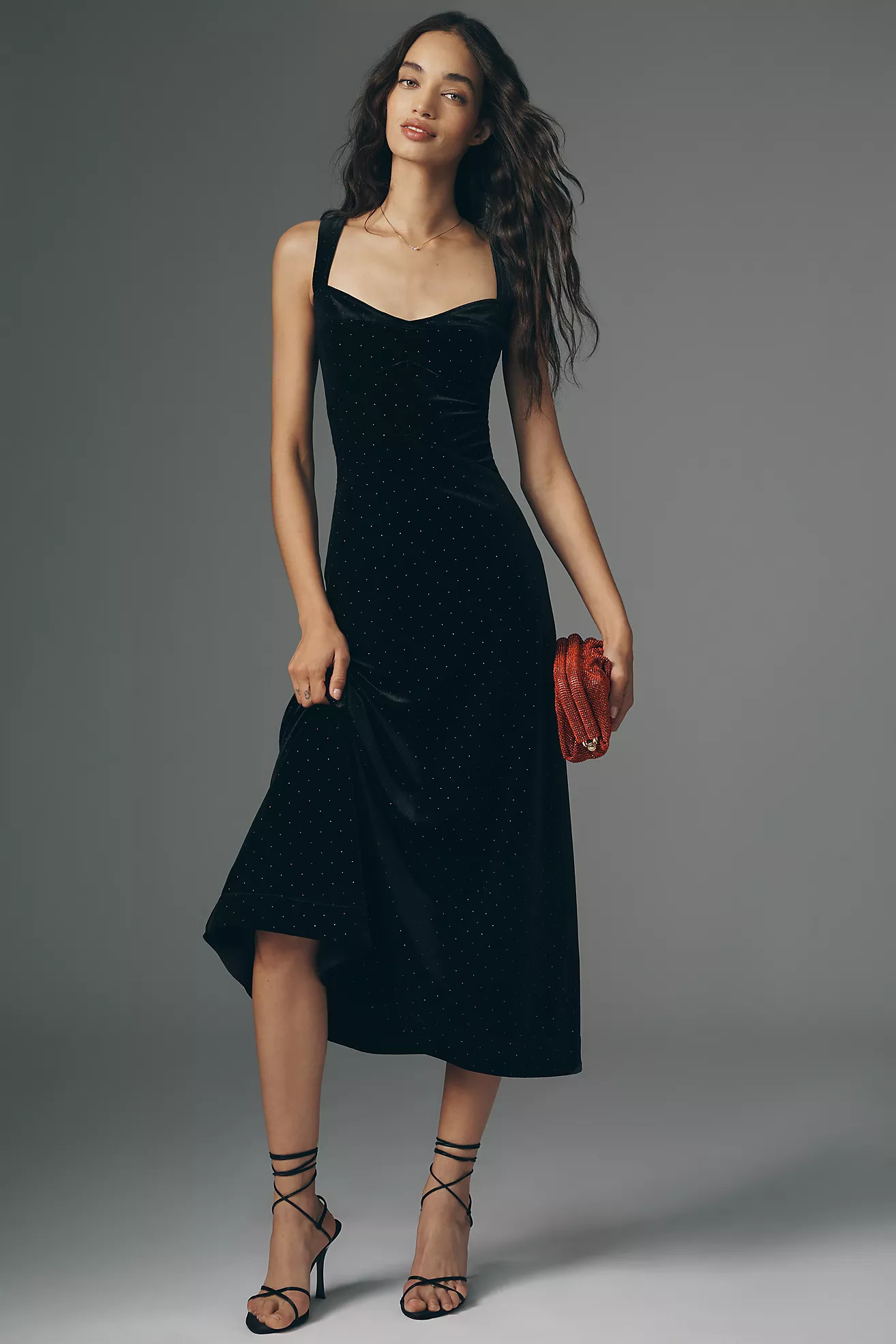 The Jocelyn Velvet Diamonte Midi Dress by Maeve | Anthropologie (US)