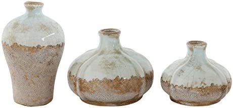 Creative Co-op Round Terracotta Vases with Distressed Finish (Set of 3 Sizes) | Amazon (US)