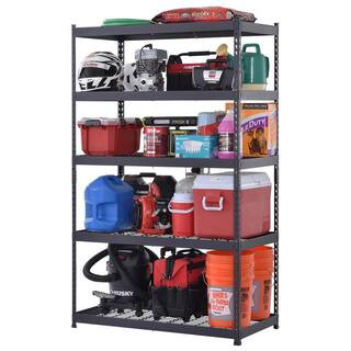 Husky 5-Tier Heavy Duty Boltless Steel Garage Storage Shelving Unit in Black (48 in. W x 78 in. H... | The Home Depot