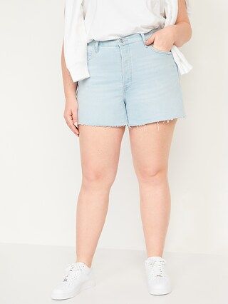 Higher High-Waisted Button-Fly Sky-Hi A-Line Cut-Off Jean Shorts for Women -- 3-inch inseam | Old Navy (US)