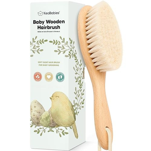 Wooden Baby Hair Brush - Cradle Cap Baby Brush with Soft Goat Bristles, Perfect Gentle Scalp Newborn Comb for Infant, Girls, Boys, Bath Essentials (Walnut, Oval) | Amazon (US)