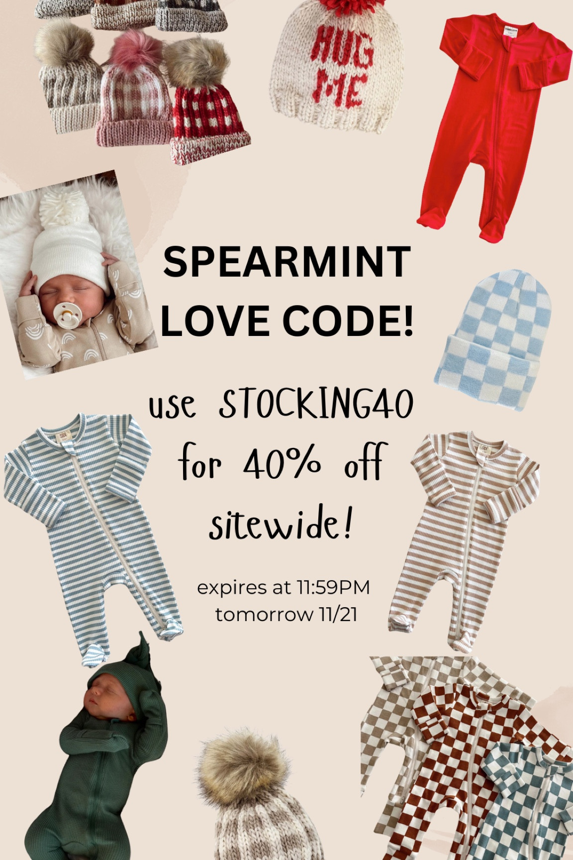 use STOCKING40 — quick 40% off code that expires tomorrow (11/21) at 11:59PM at one of my favorite baby places, Spearmint LOVE! My normal code hannahbelow works for 20% off any time! 

#LTKSaleAlert #LTKBaby #LTKKids