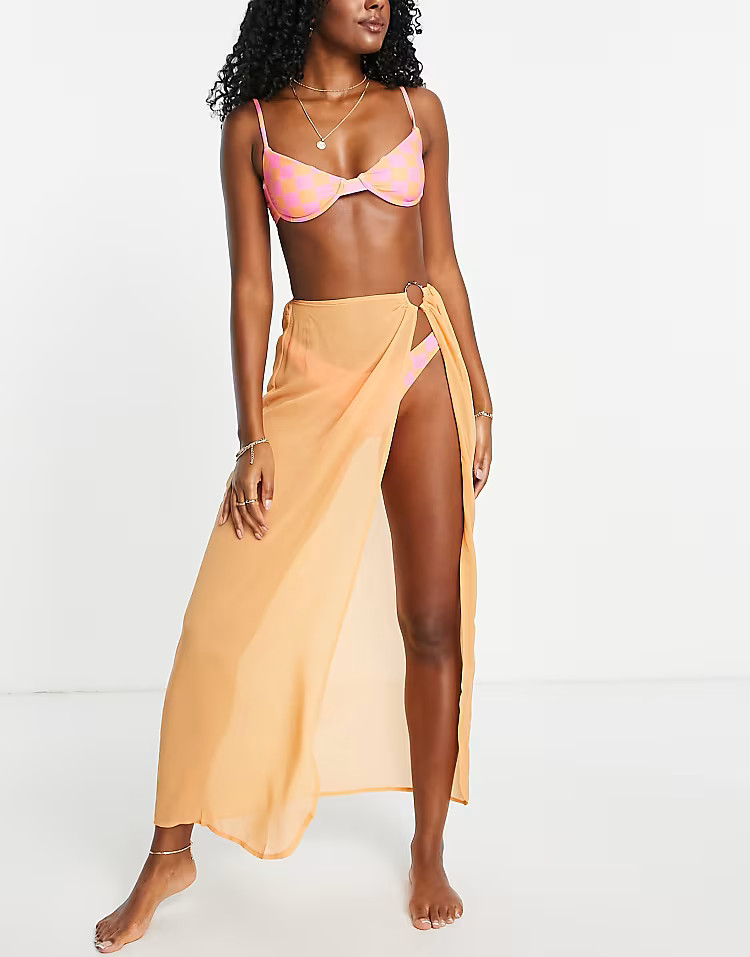 Peppermayo ring detail sarong in orange - part of a set | ASOS (Global)