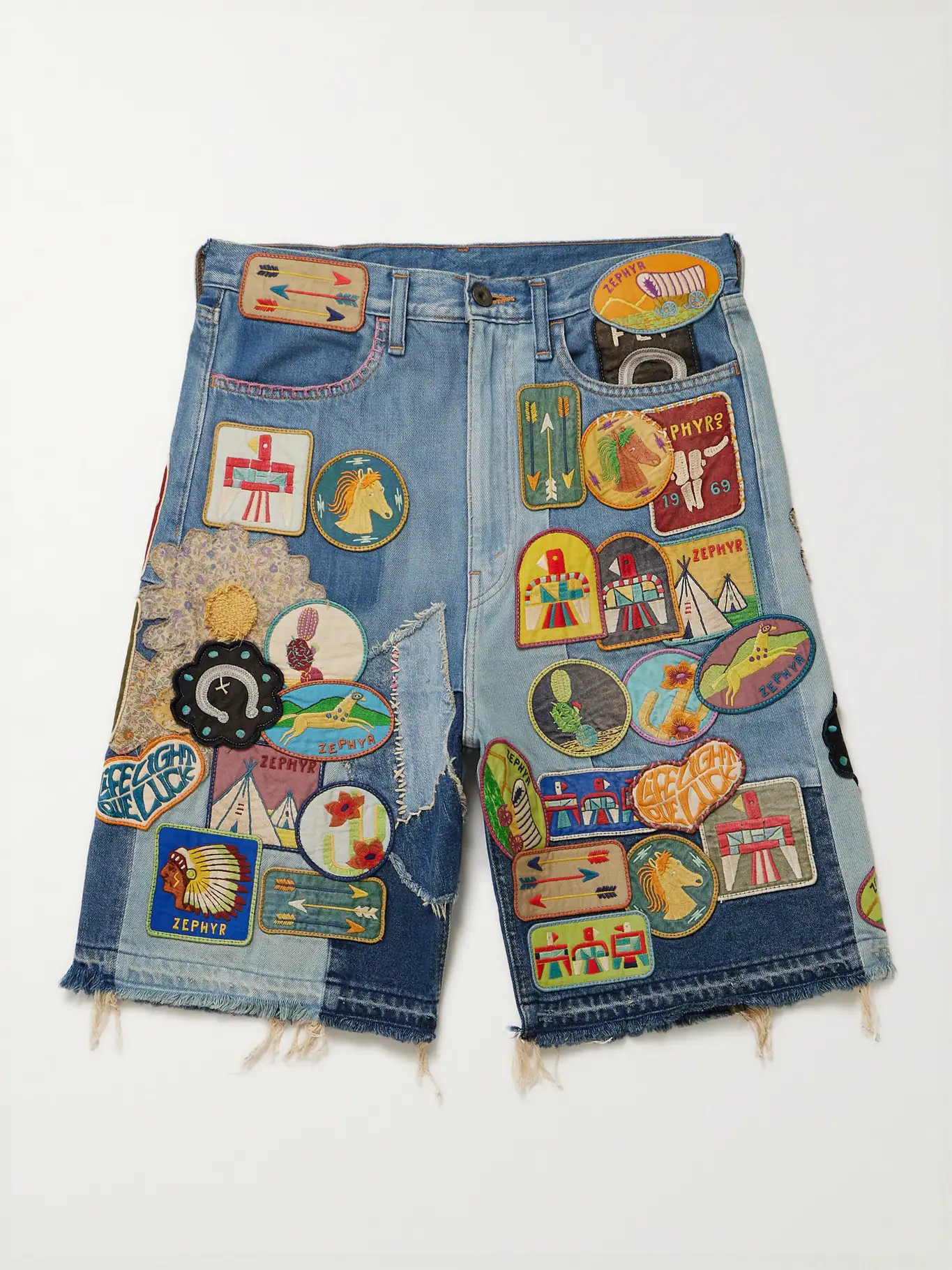 Straight-Leg Appliquéd Patchwork Denim Shorts | Mr Porter (US & CA)