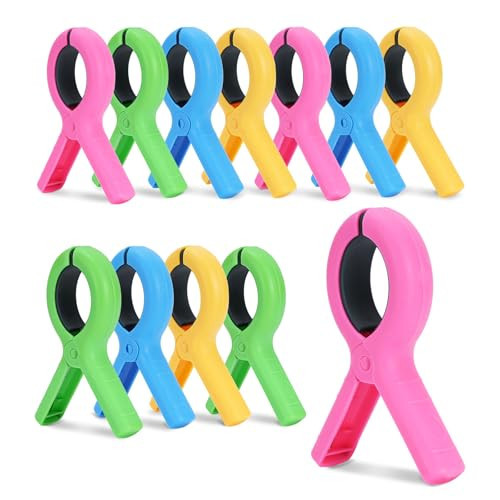 12Pcs Beach Towel Clips for Beach Chairs, 3.7 Inch Chair Clip for Cruise Pool, Clothes Pins Heavy Duty 4 Colors | Amazon (US)