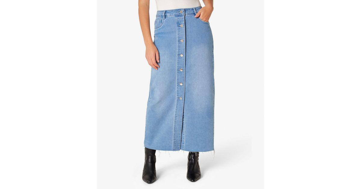 Apricot Pale Blue Button Front Denim Midi Skirt
						
						Add to Saved Items
						Remove from... | New Look (UK)