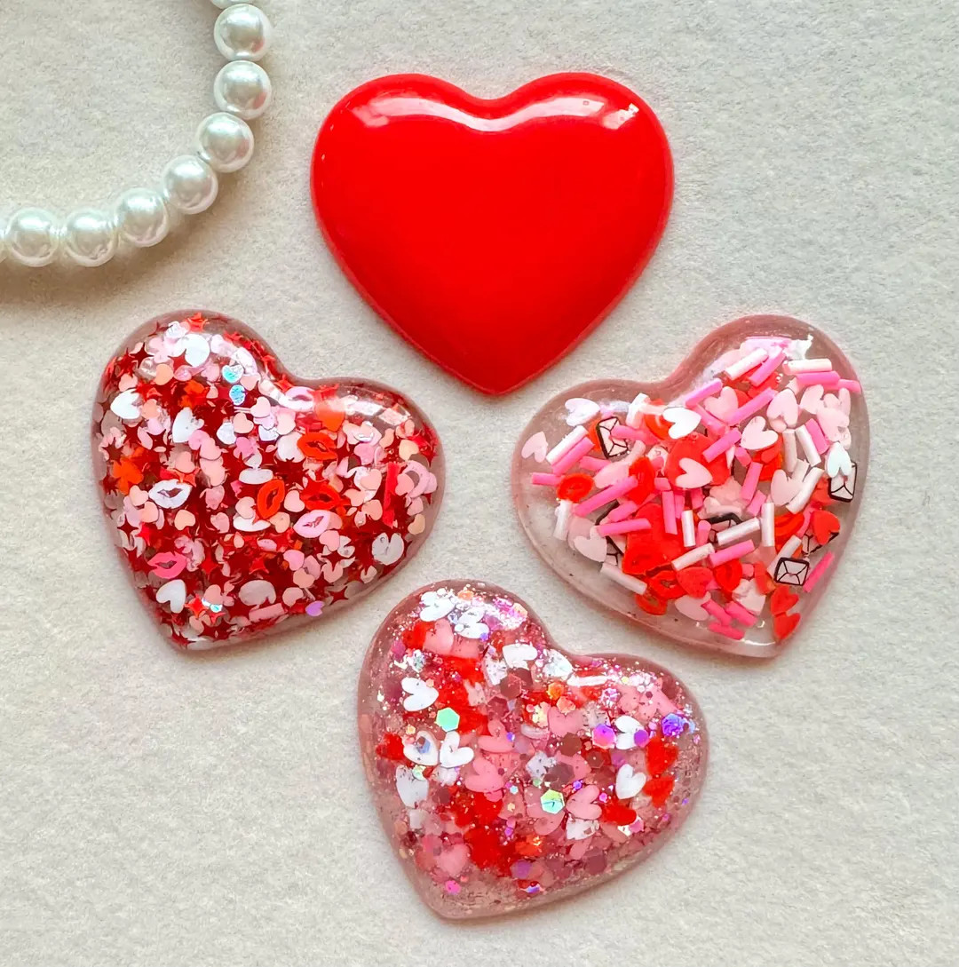 Love Potion Magnet Set | Pretty Pink and Red Sparkly Glitter Heart Magnets | Valentine's Day Deco... | Etsy (US)