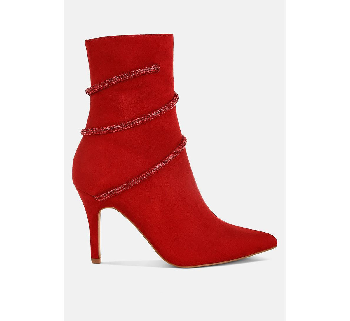 Roda Rhinestone Wrap-Around Stiletto Boots - Red | Macy's