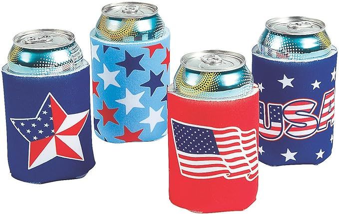 Patriotic USA Can Covers (set of 12 assorted American designs) Fourth of July Party Supplies | Amazon (US)
