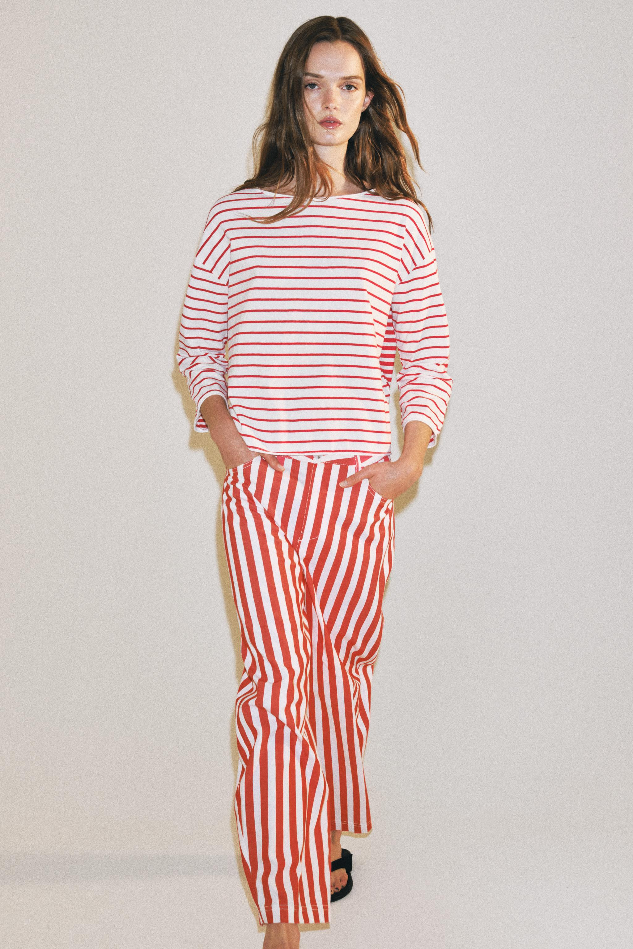ZW COLLECTION STRIPED TAPERED JEANS | Zara US