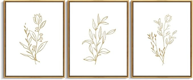 Creoate Framed Canvas Wall Art, Botanical Wall Art Print, Leaf Plant Poster Art Print Set of 3 Mi... | Amazon (US)