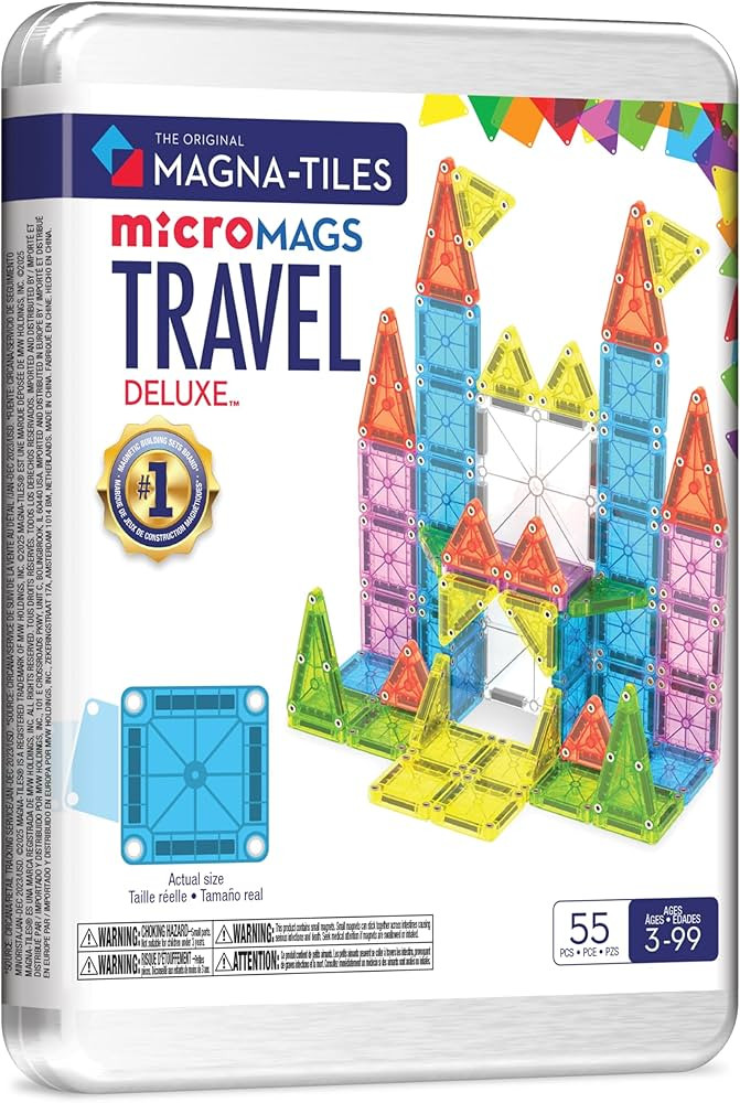 MAGNA-TILES microMAGS Travel Set Deluxe 55-Piece Magnetic Construction Set, The Original Magnetic... | Amazon (US)