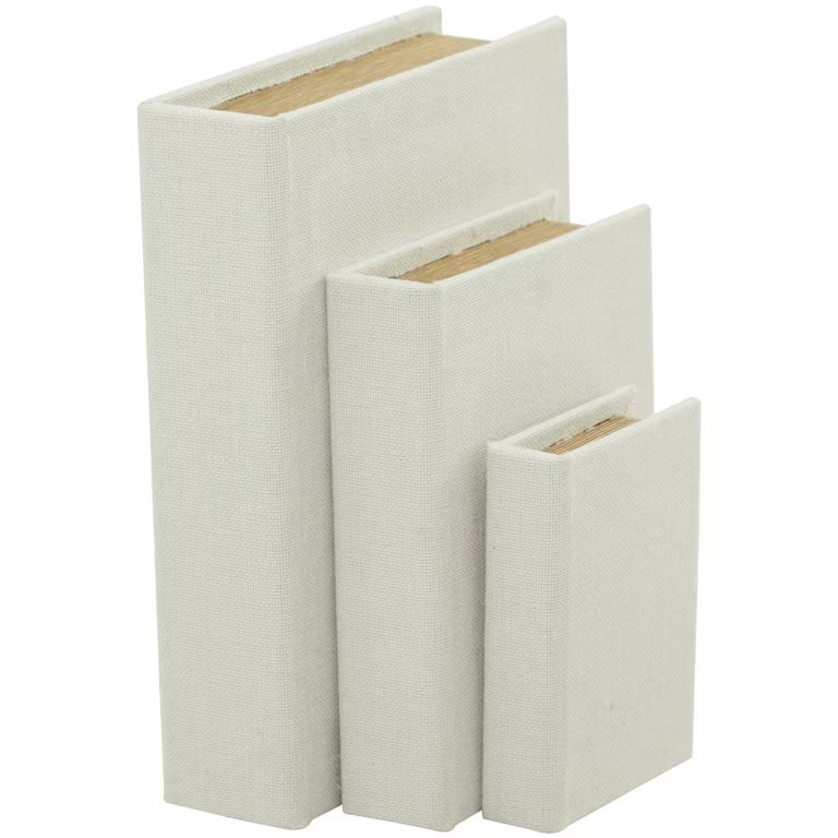 DecMode Faux Book White Linen Decorative Box, 3 Count | Walmart (US)
