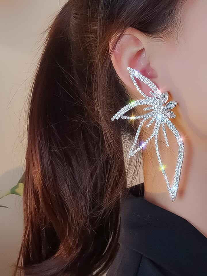 Rhinestone Maple Leaf Design Stud Earrings | SHEIN