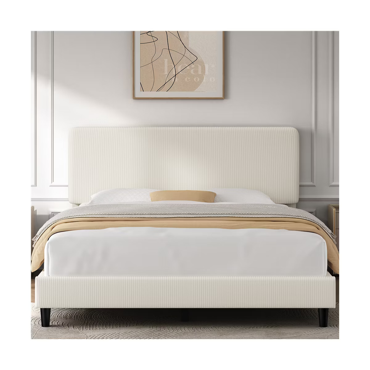 Yaheetech Upholstered Bed Frame with Adjustable Headboard and Mattress Foundation with Wooden Sla... | Target