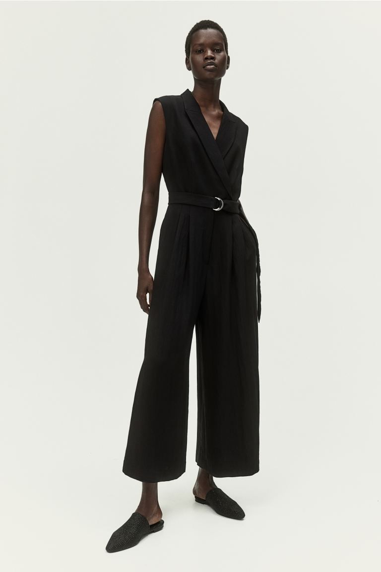 Belted jumpsuit - Black - Ladies | H&M GB | H&M (UK, MY, IN, SG, PH, TW, HK)