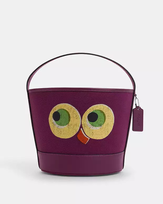 Trick Or Treat Bucket With Halloween Owl In Regenerative Cotton | Coach Outlet US