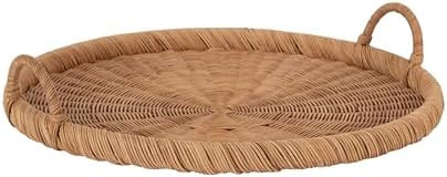 Kate and Laurel Cormont Modern Round Woven Rattan Tray with Handles; 23 Inch Diameter; Natural Ra... | Amazon (US)