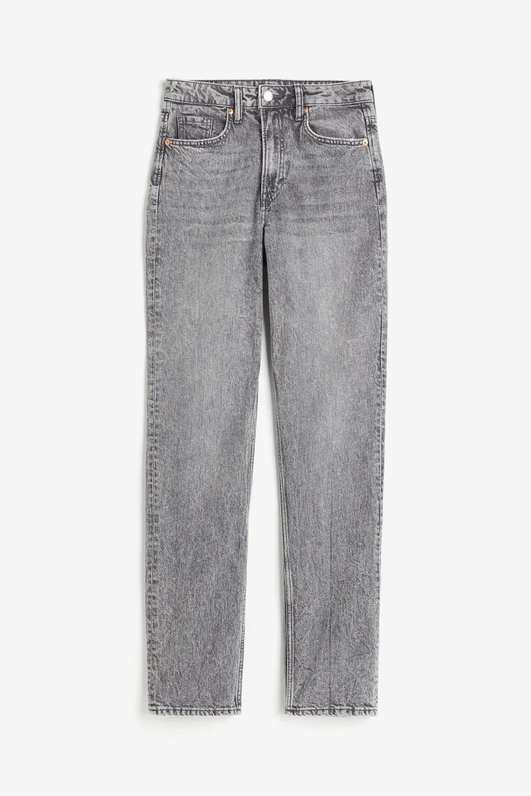 Slim Straight High Jeans - High waist - Long - Grey - Ladies | H&M GB | H&M (UK, MY, IN, SG, PH, TW, HK)