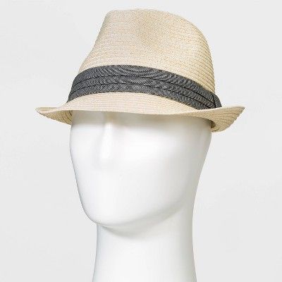 Straw Fedora with Navy Band - Goodfellow & Co™ Tan | Target