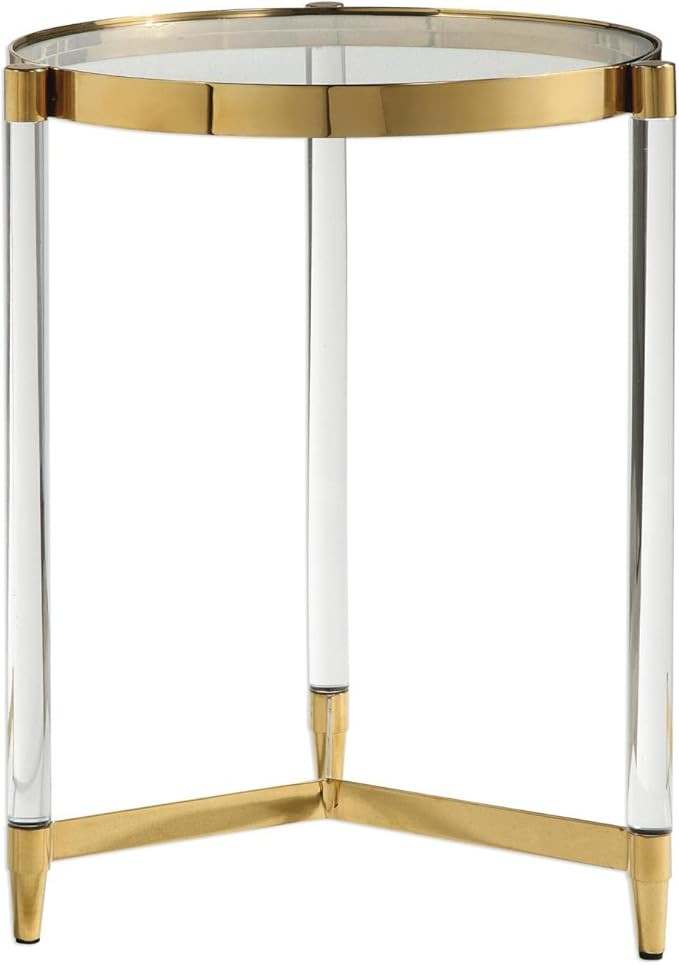 Uttermost Kellen 16" Wide Glass and Gold Modern Round Accent Table | Amazon (US)