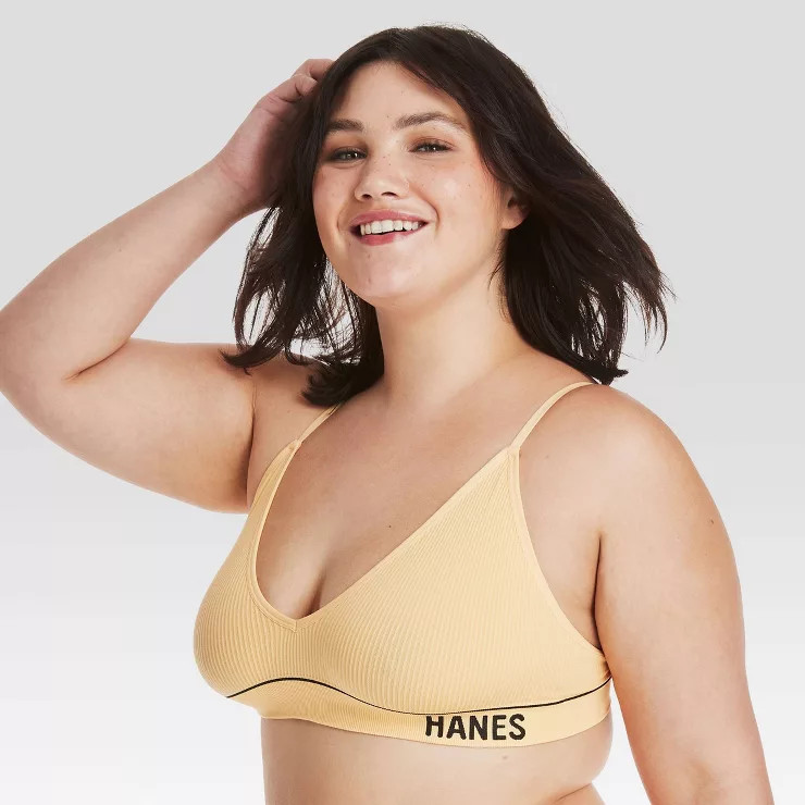Hanes Originals Women's Ribbed Seamless Triangle Bra MHB005 - Gold | Target