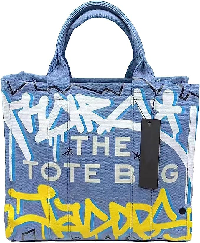 Luxury Crossbody Shoulder Bag for Women Famous Brand Totes Graffiti Canvas Handbag Style-1 Yellow | Amazon (US)