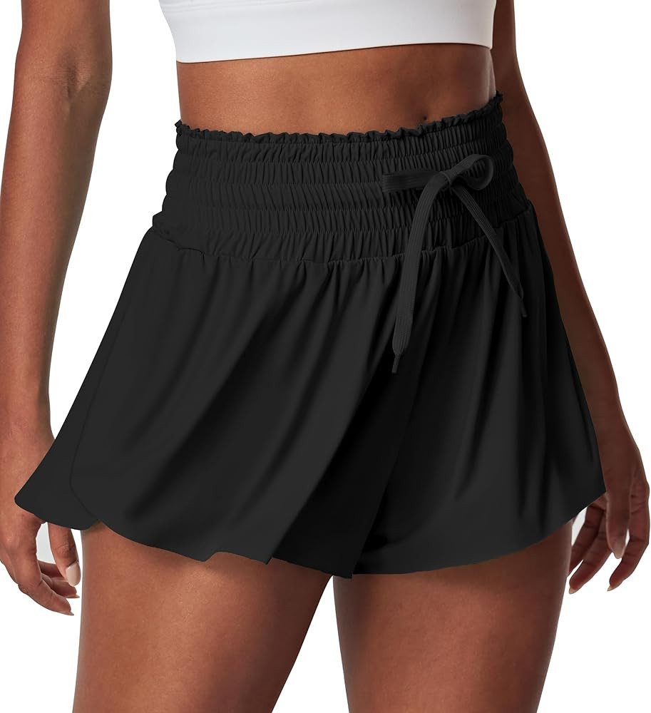 IUGA Athletic Shorts for Women High Waisted Butterfly Shorts Flowy Running Workout Tennis Skorts ... | Amazon (US)