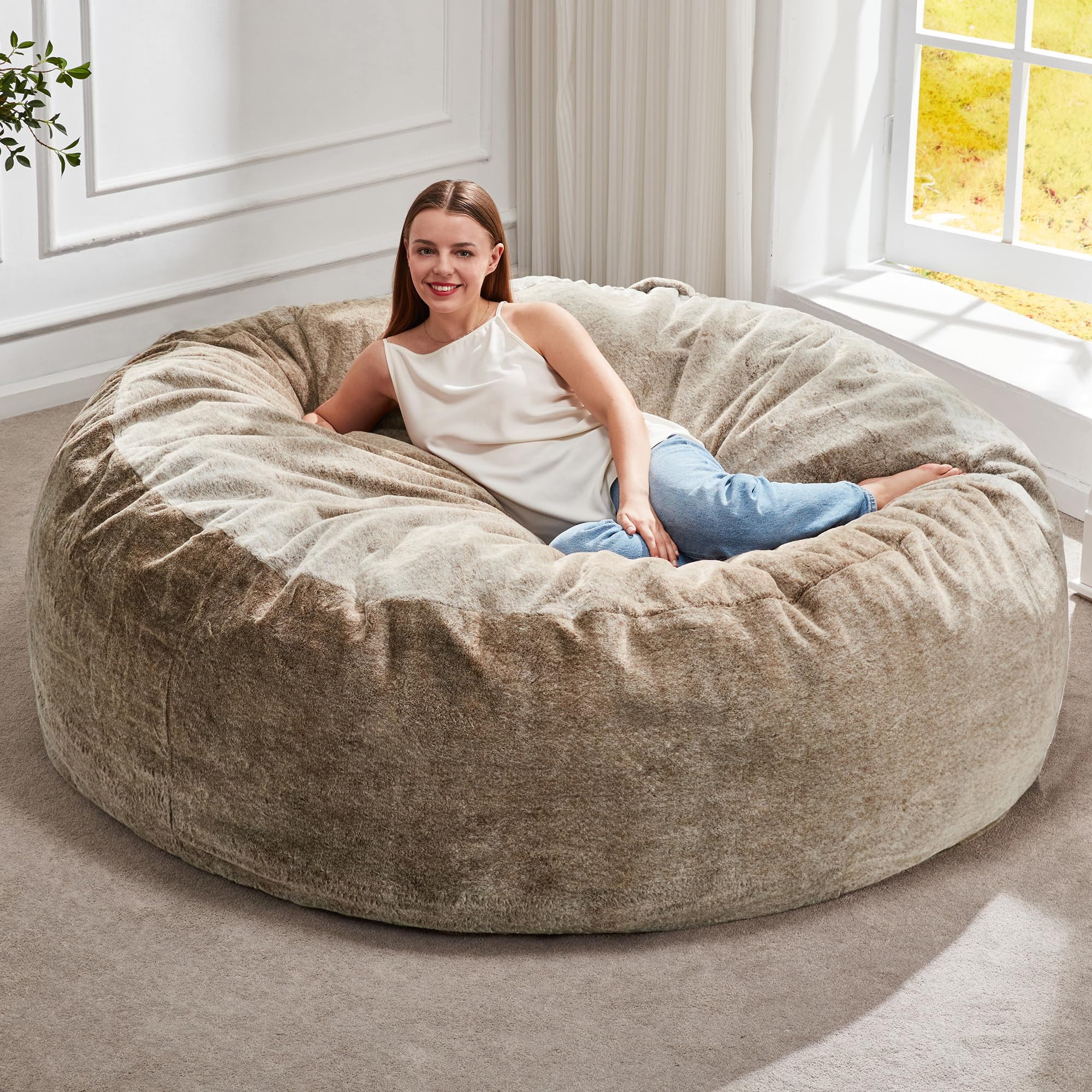 Hobestluk Bean Bag Chairs Giant Beanbag Chair with Filler, Memory Foam Bean Bags with Fluffy & Ma... | Amazon (US)