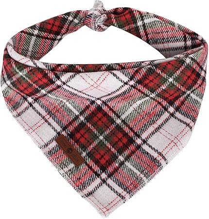 Lionet Paws Christmas Dog Bandana Washable Cotton Handkerchief Scarf Triangle Red Green Plaid Gre... | Amazon (US)