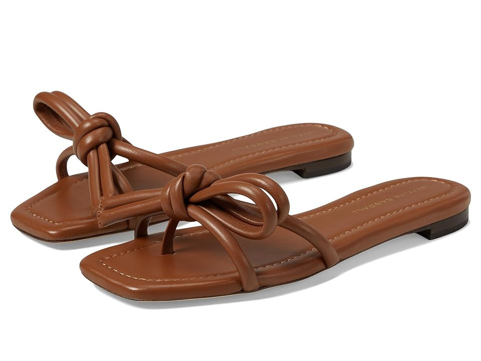 Loeffler Randall Hadley Leather Bow Flat Sandal Women's Shoes Timber : 5.5 B - Medium, Suede | Zappos