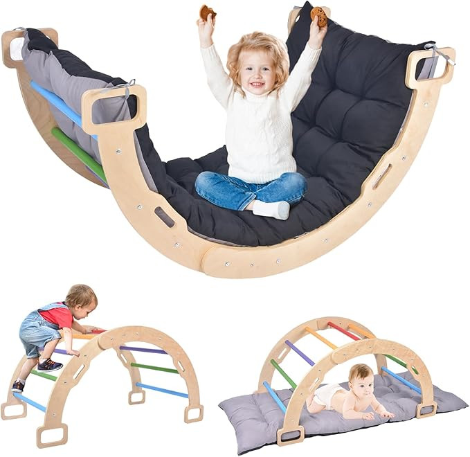 BIERUM Toddler Climbing Toys for Toddlers 1-3, Climber Arch Rocker, Montessori Wooden Arch Climbe... | Amazon (US)