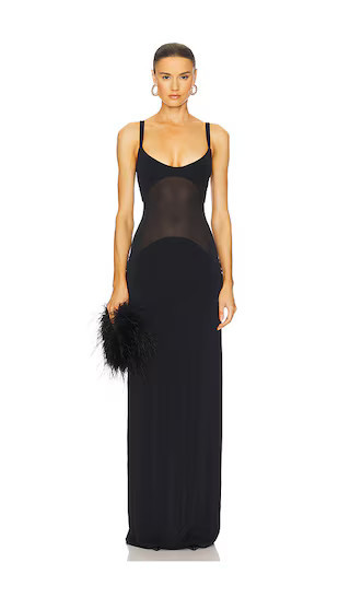 Helsa Sheer Knit Curve Maxi Dress in Black. - size XL | Revolve Clothing (Global)