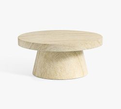 Pomona Faux Travertine Round Outdoor Coffee Table (36") | Pottery Barn (US)