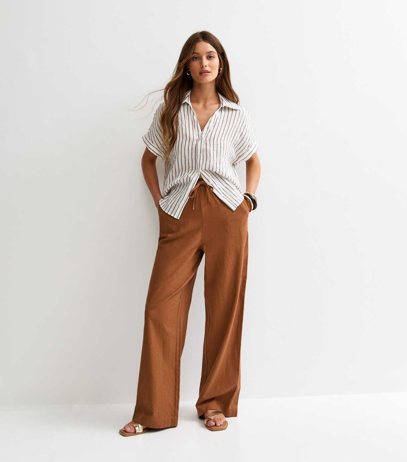 Rust Linen Blend Wide Leg Trousers | New Look | New Look (UK)