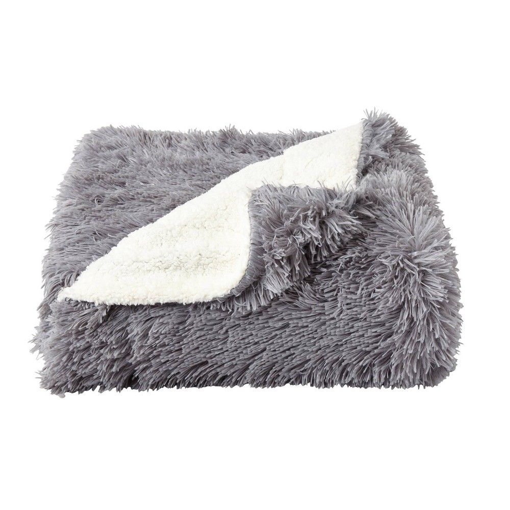60""x70"" Faux Fur Throw Blanket Gray - Yorkshire Home | Target