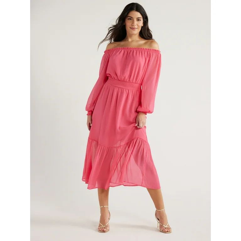 Sofia Jeans Women's and Women's Plus Off the Shoulder Dress with Blouson Sleeves, Sizes XS-4X | Walmart (US)