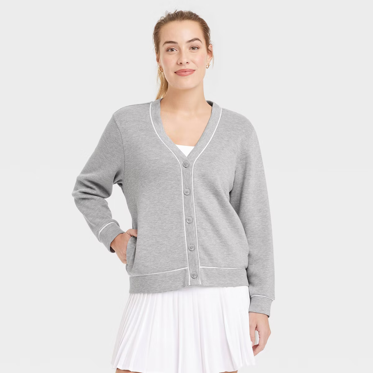 Women's Piped Button-Up Cardigan - All In Motion™ | Target
