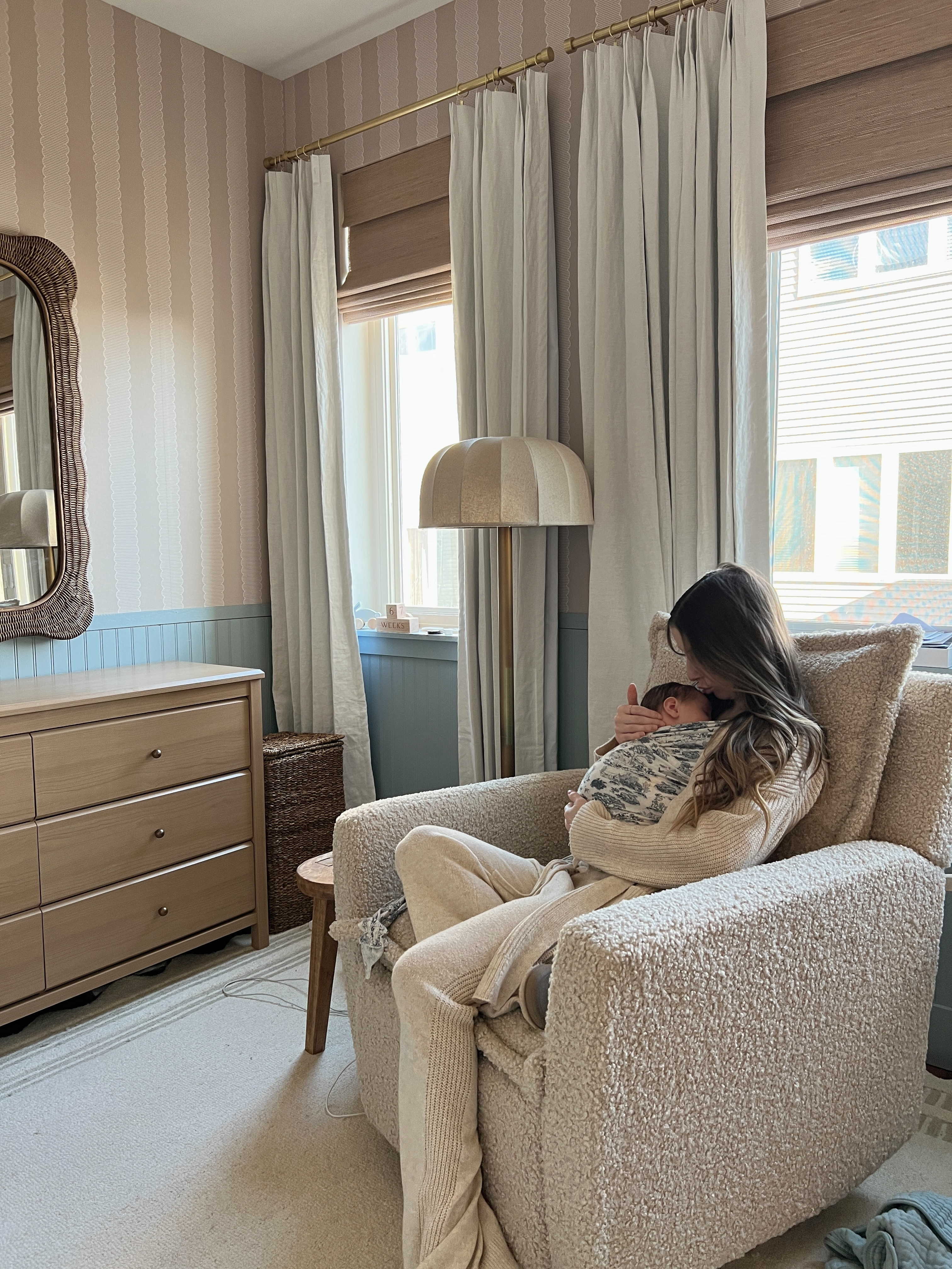 This nursery glider was well worth the splurge. It’s so comfy, it’s huge, it has an automatic recline, it rocks, swivels, and glides, and it has built in usb ports for phone charging! 

#LTKHome #LTKBaby