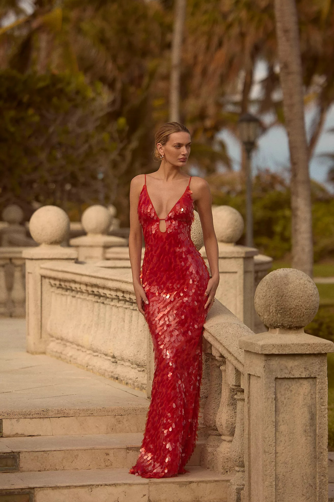 MISHA Sapphire Sequin Plunge Maxi Gown | Anthropologie (US)