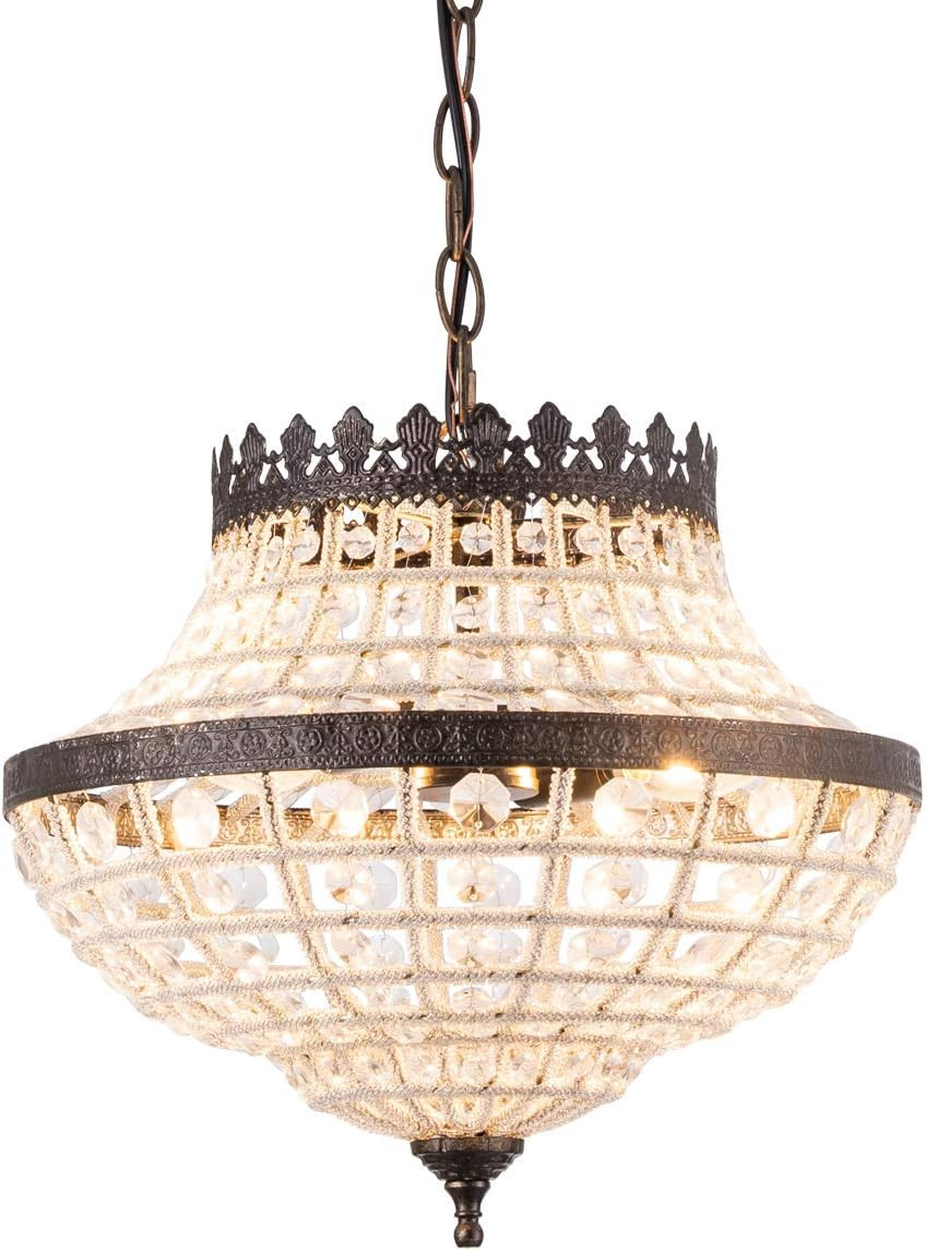 YIFI Vintage K9 Crystals Chandelier Classic Pendant Light Fixture for Living Room Entry Dining Ro... | Amazon (US)