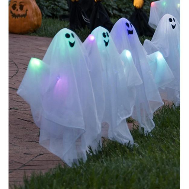 HearthSong 20-Inch Set of 3 Light-Up Ghosts Garden Stakes with Bendable Arms, for Kids' Halloween... | Target