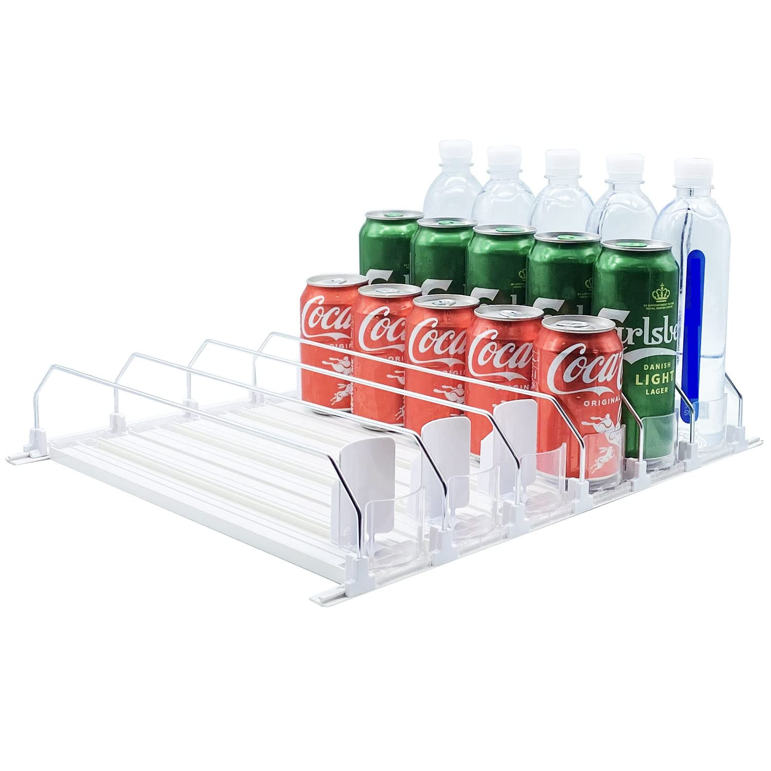 Drink Organizer for Fridge-White Automatic Pusher Glide,12oz 16oz 20oz-Soda Dispenser for Fridge-... | Amazon (US)