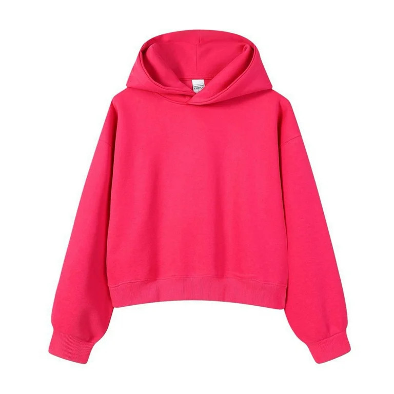 Fiaer Cropped Hoodies for Women Oversized Trendy Long Sleeve Hooded Sweatshirts Baggy Fashion Pla... | Walmart (US)