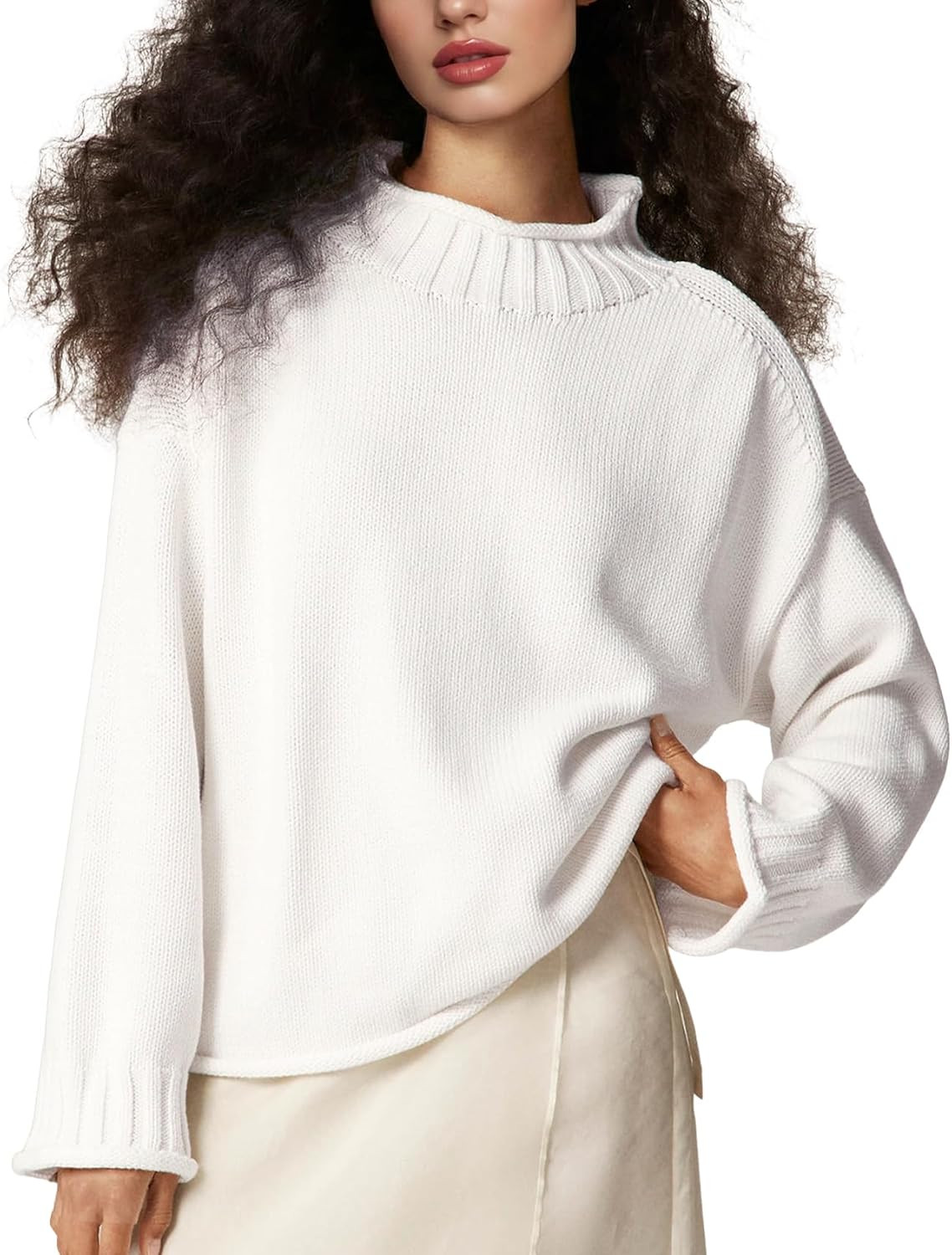 Yimoon Womens Rollneck Sweater Oversized Cotton Sweater 2026 | Amazon (US)