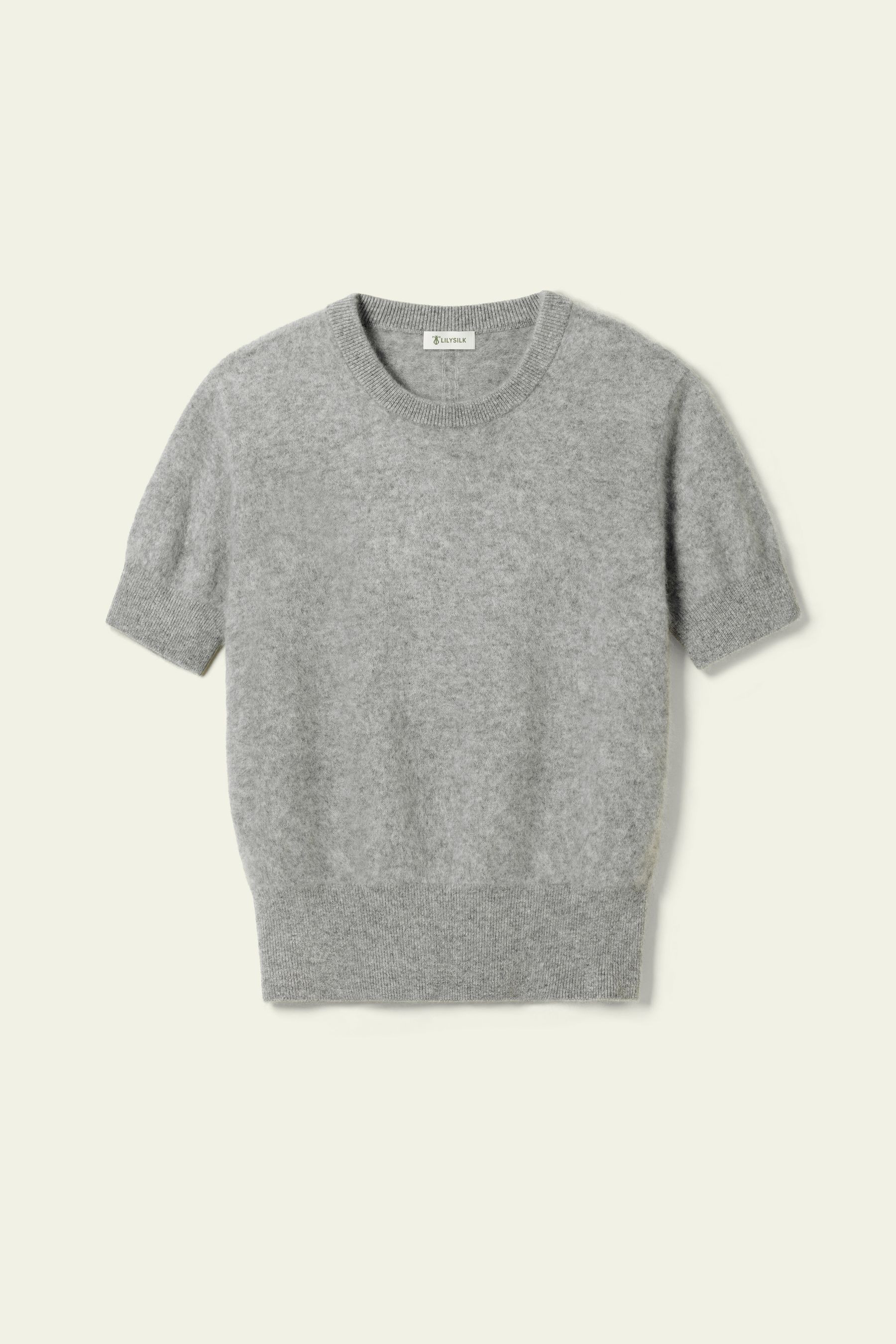 Brushed Cashmere Short-Sleeve Sweater | LILYSILK