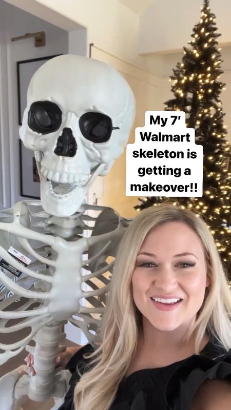 My 7 foot skeleton from @Walmart got a makeover and I’m so excited about it! #ad #walmarthome #walmartstyle 

Fall decor, Halloween decor, Walmart finds, living room, front porch, skeleton, skull, 

#LTKHalloween #LTKstyletip #LTKhome