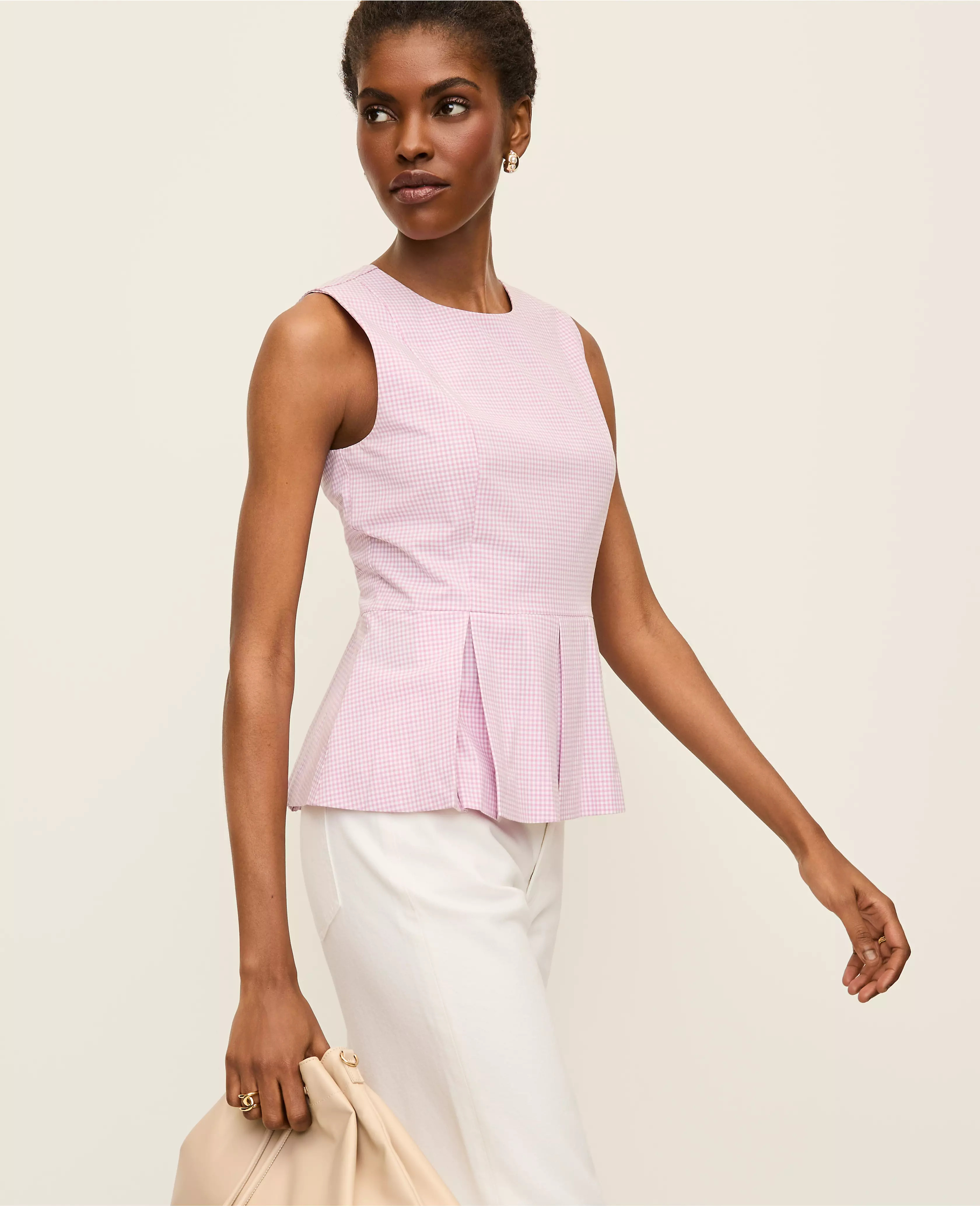 The link to Gingham Peplum Top has been copied | Ann Taylor