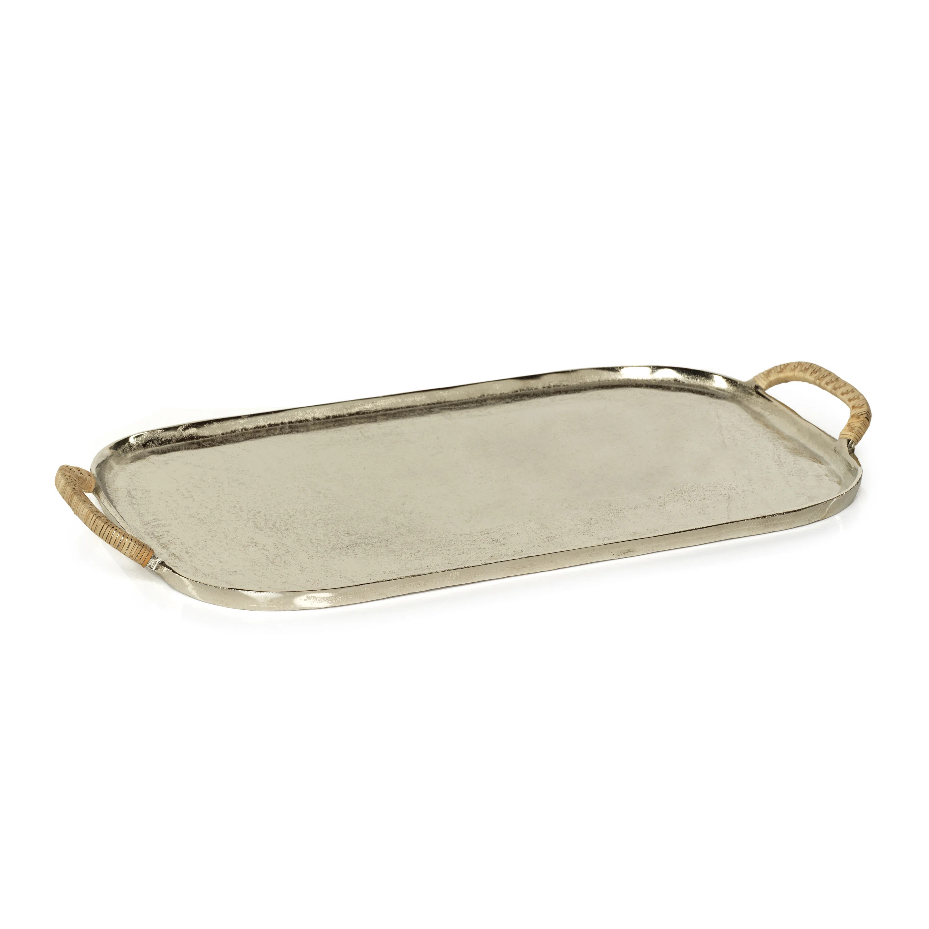 Aluminum Tray With Rattan Wrapped Handles | Wayfair North America