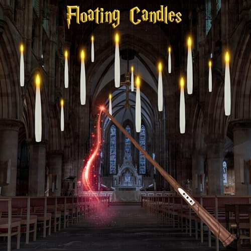 Floating Candles with Wand,Magic Hanging Candles 20 PCs,Flameless Floating LED Candle with Wand R... | Amazon (US)